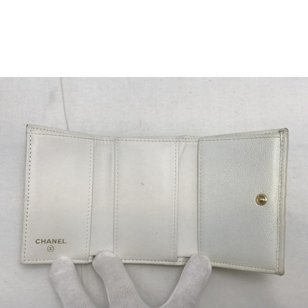 86520 4 Chanel Caviar Skin Small Flap Wallet Off White