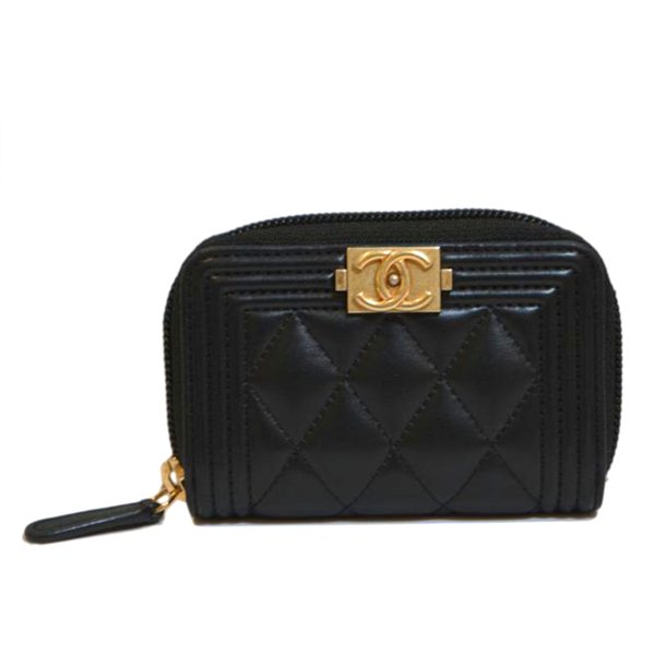 86720 1 Chanel Lambskin Boy Chanel Coin Case Bag Black