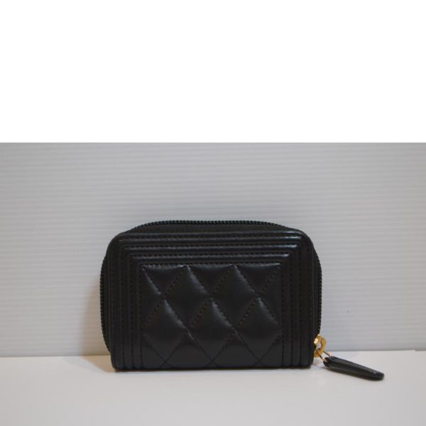 86720 2 CHANEL Lambskin Boy Chanel Coin Case Black