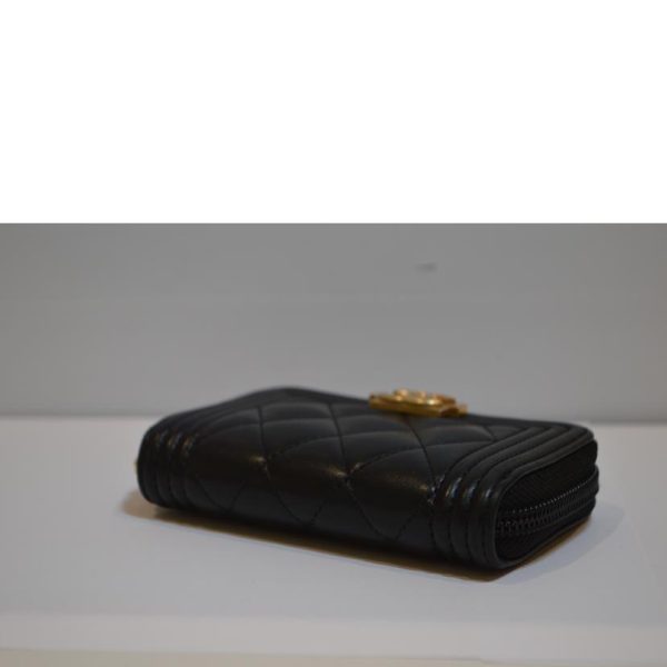 86720 3 CHANEL Lambskin Boy Chanel Coin Case Black