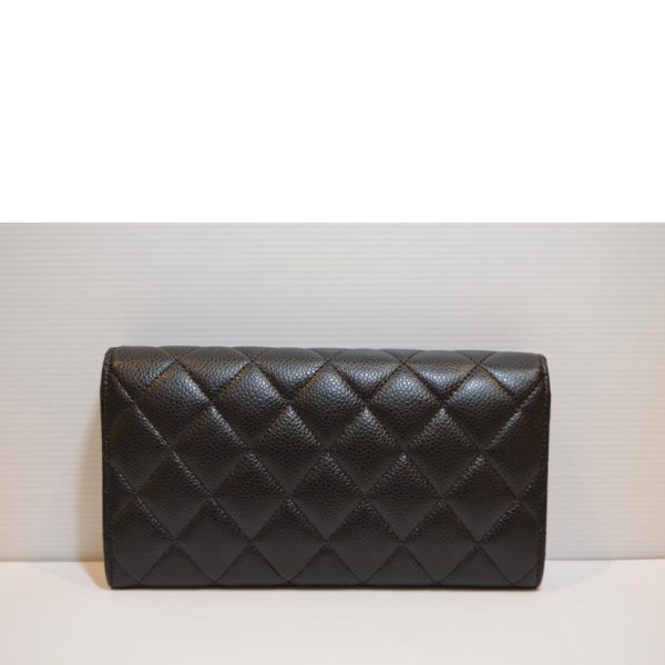 86737 2 CHANEL Matelasse Caviar Skin Coco Mark Long Wallet Black