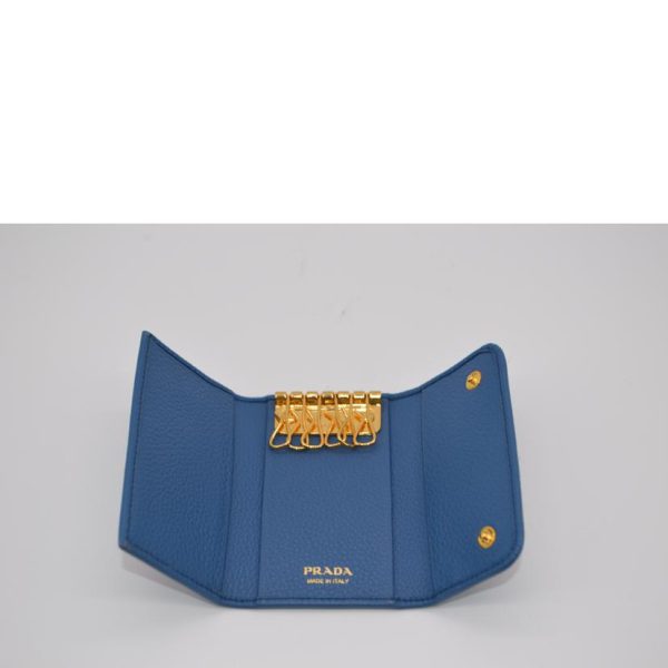 86774 4 PRADA Prada Vitello Grain Leather Key Case Bag Cobalt