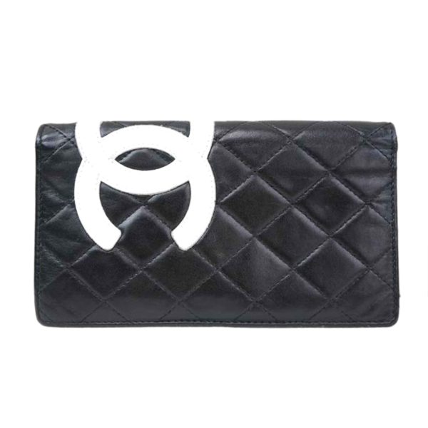 87046 1 Chanel Cambon Line Long Wallet Black