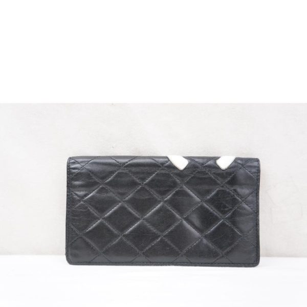 87046 2 Chanel Cambon Line Long Wallet Black