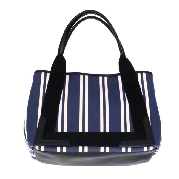 87189 2 Balenciaga Navy Cabas Canvas Tote Bag Black