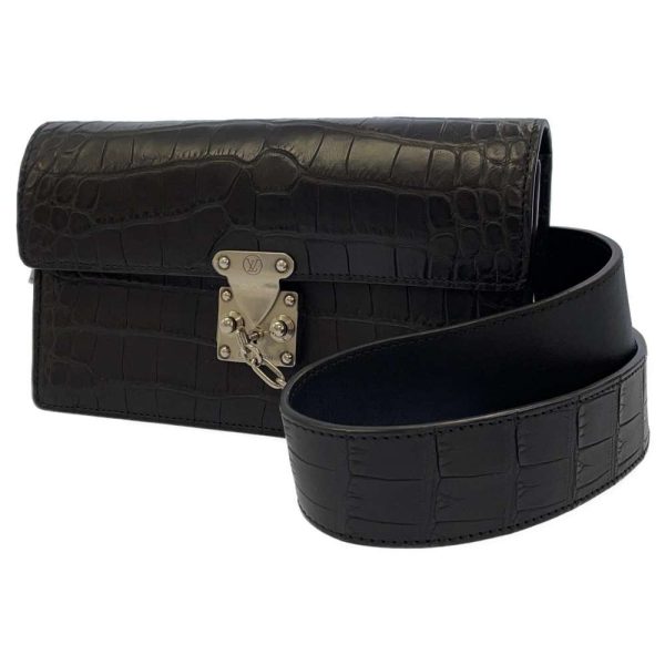 8736901 01 Louis Vuitton Belt Body Bag Crocodile Black