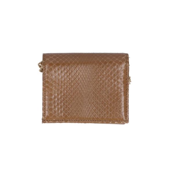 87619 2 Gucci Zumi Python Chain Wallet Brown