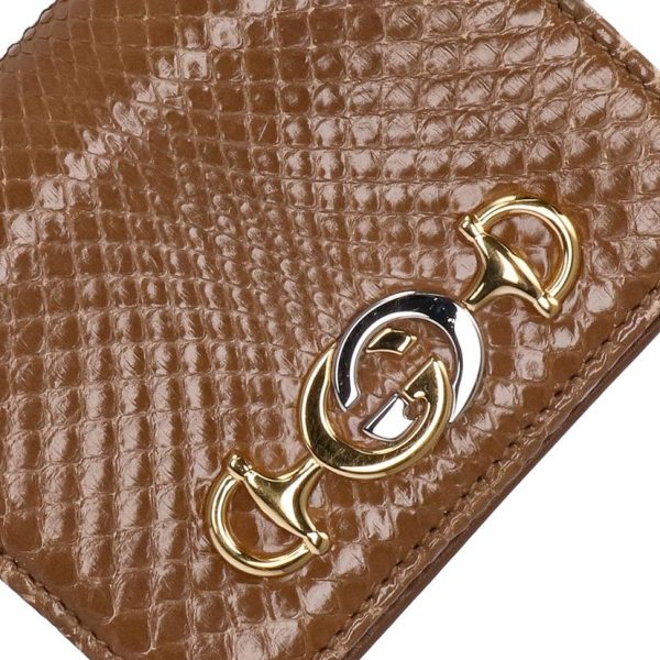 87619 9 Gucci Zumi Python Chain Wallet Brown