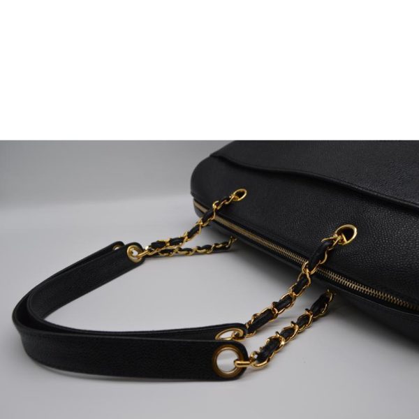 87657 4 Chanel Caviar Chain Shoulder Tote Black