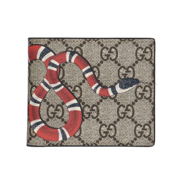 87787 1 Gucci GG Supreme Kingsnake Bi Fold Wallet