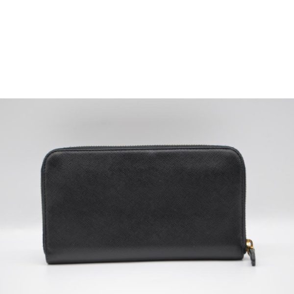 87817 2 Prada Saffiano Round Zipper Long Wallet Nero