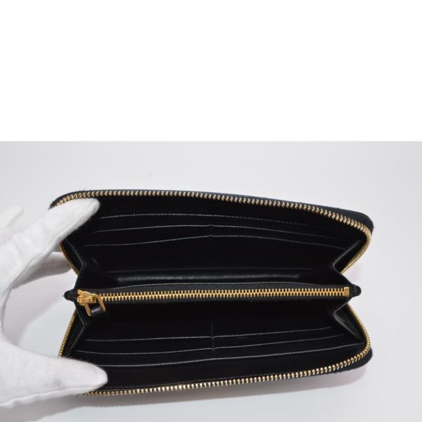 87817 4 Prada Saffiano Round Zipper Long Wallet Nero