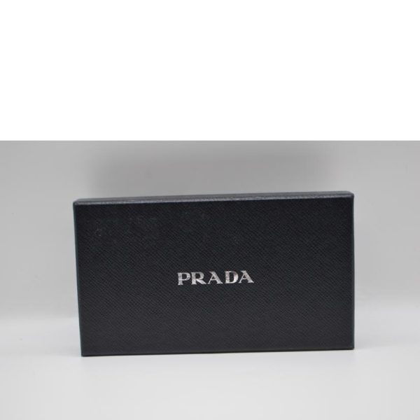 87817 6 Prada Saffiano Round Zipper Long Wallet Nero