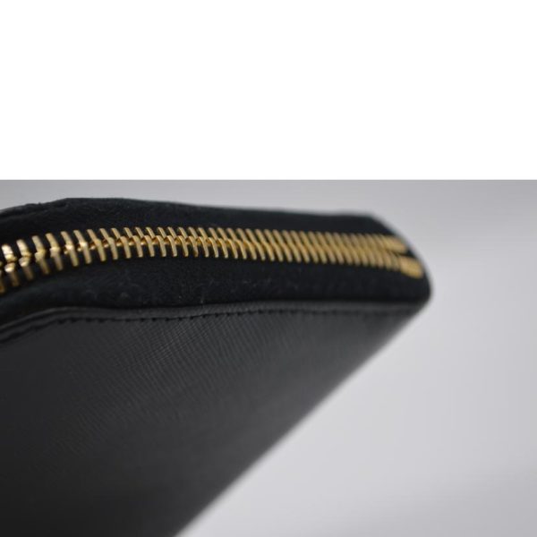 87817 7 Prada Saffiano Round Zipper Long Wallet Nero