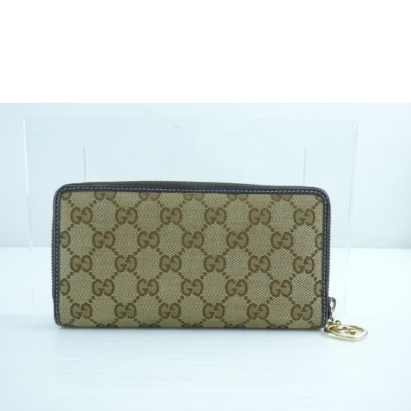 87822 2 GUCCI GG Canvas Round Zipper Long Wallet