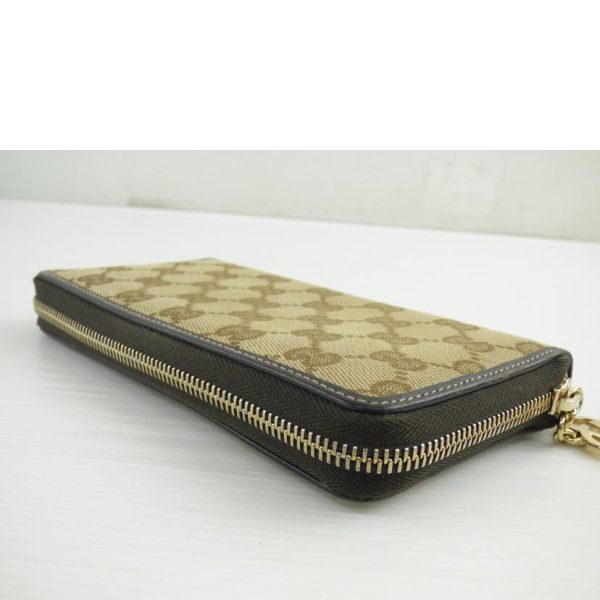 87822 3 GUCCI GG Canvas Round Zipper Long Wallet