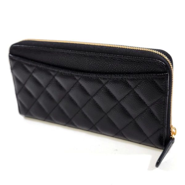 883 2 CHANEL Classic Long Zip Wallet Caviar Leather Black