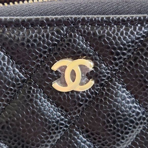 883 6 CHANEL Classic Long Zip Wallet Caviar Leather Black