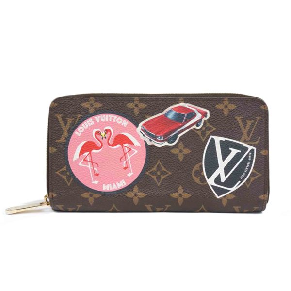 88316 1 Louis Vuitton Zippy Sticker Wallet Brown