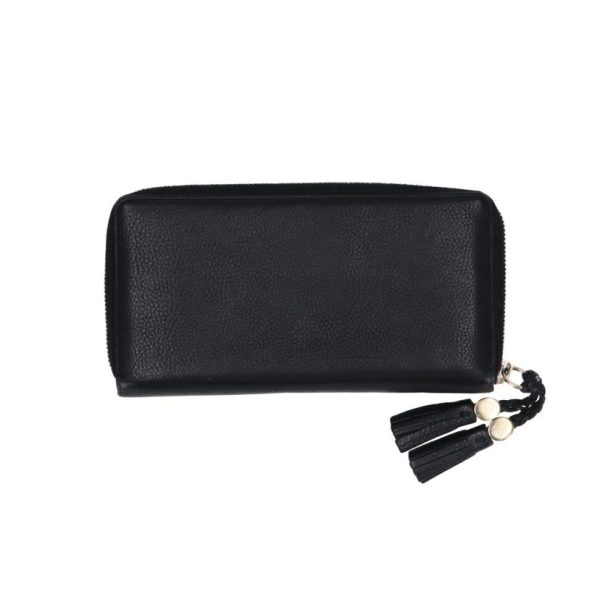 88462 2 Gucci Leather Round Zipper Long Wallet Black