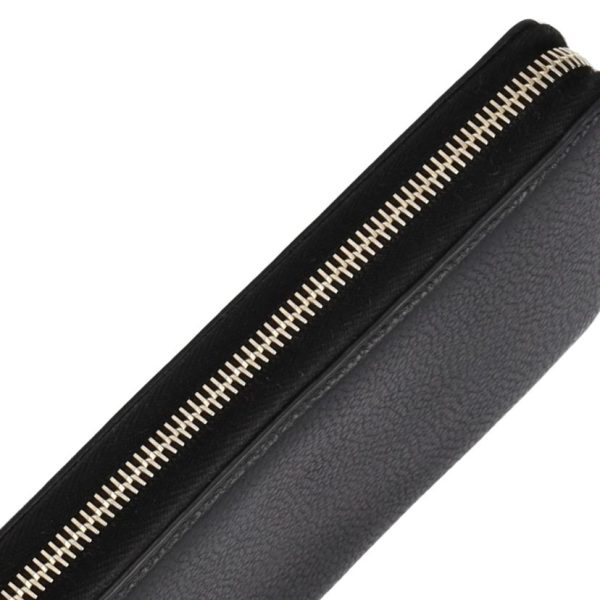 88462 6 Gucci Leather Round Zipper Long Wallet Black