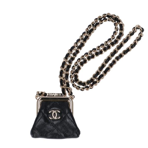 88476 2 Chanel Matelassé Gama Mouth Pouch Chain Necklace