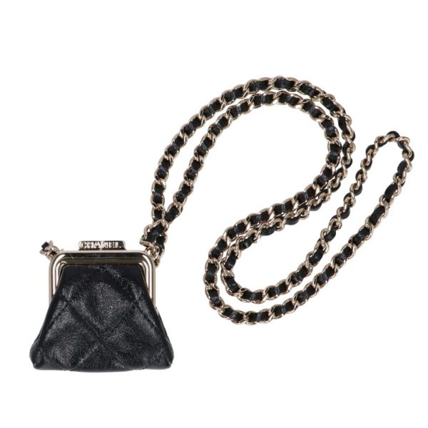 88476 3 Chanel Matelassé Gama Mouth Pouch Chain Necklace