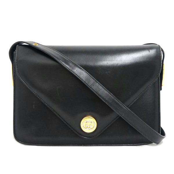 88857 1 Gucci Vintage Leather Shoulder Bag Black