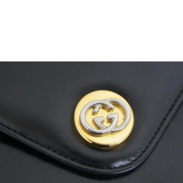 88857 11 Gucci Vintage Leather Shoulder Bag Black