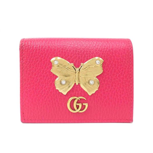 89178 1 Gucci Butterfly Motif Compact Wallet Shocking Pink