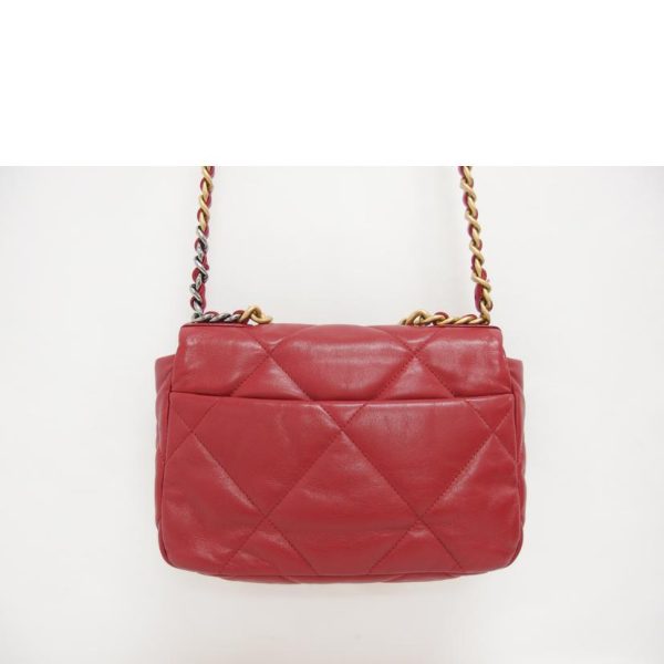 89371 3 Chanel 19 Lambskin Chain Shoulder Bag Red