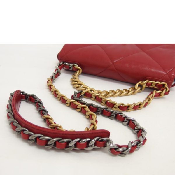 89371 5 Chanel 19 Lambskin Chain Shoulder Bag Red