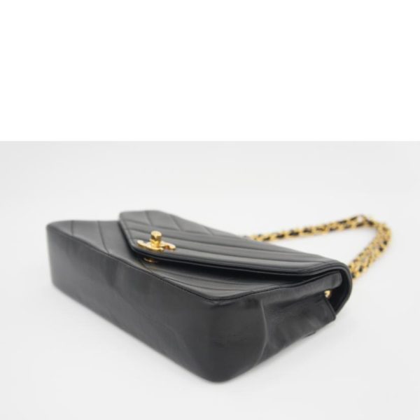 89500 3 Chanel Bias Stitch Chain Shoulder Bag Lamb Black