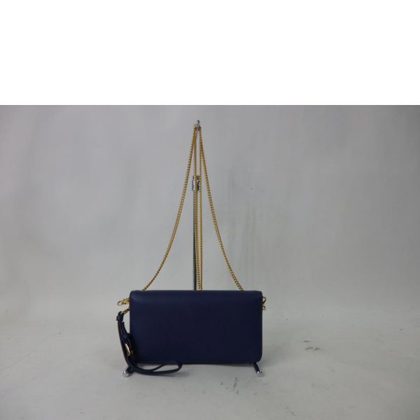 89588 2 Prada Saffiano Chain Wallet Shoulder Bag Bluette