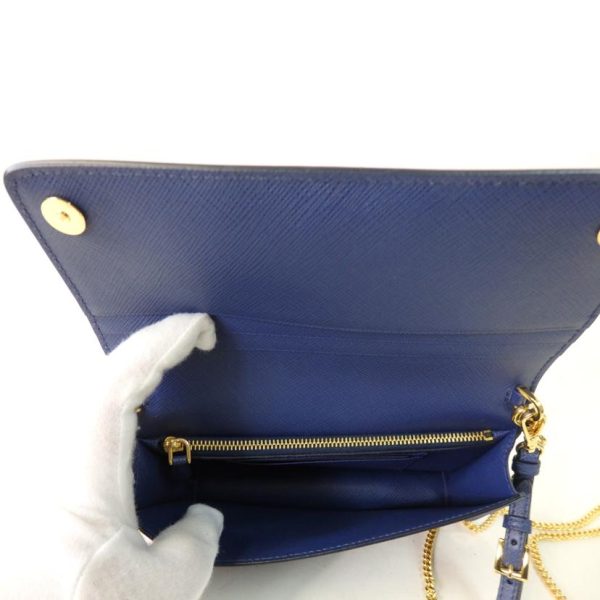 89588 6 Prada Saffiano Chain Wallet Shoulder Bag Bluette