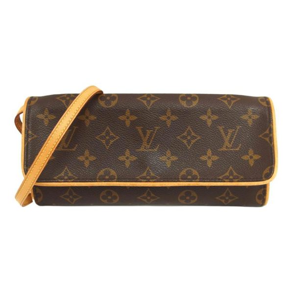 89616 1 Louis Vuitton Pochette Twin GM Monogram Clutch Bag Brown