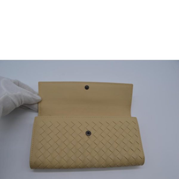 89641 4 Bottega Veneta Intrecciato Continental Leather Long Wallet Beige