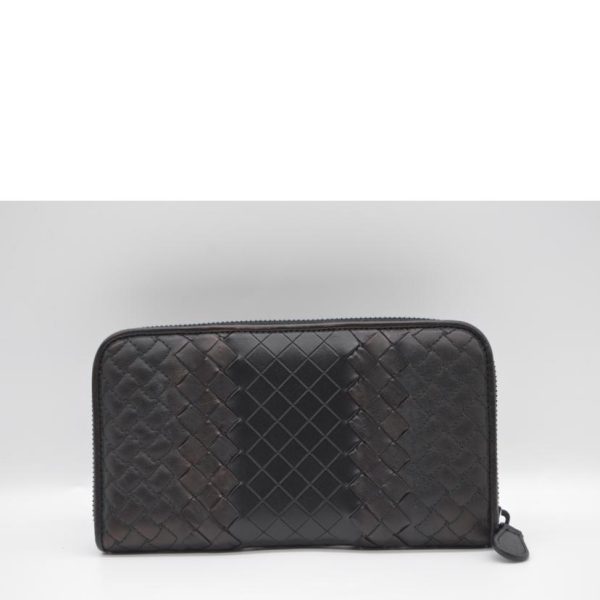 89658 2 Bottega Veneta Intreccio Imperatore Round Zipper Long Wallet