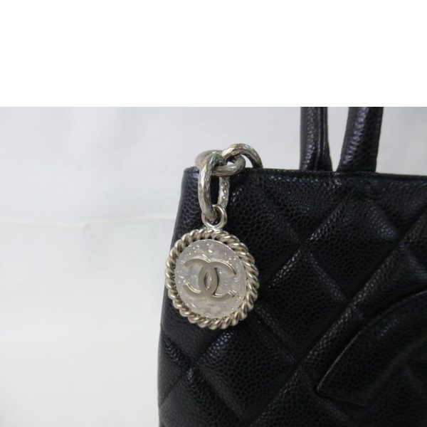 89757 8 Chanel Handbag Caviar Skin Reproduction Tote Black