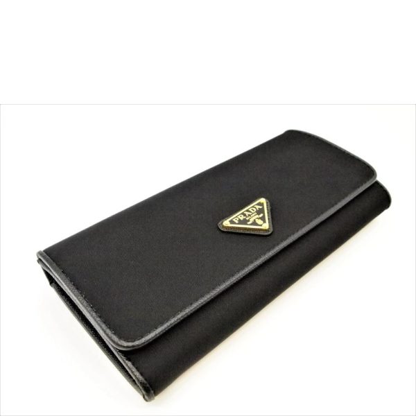 89789 03 PRADA Prada Triango Nero Tessuto Long Wallet Black