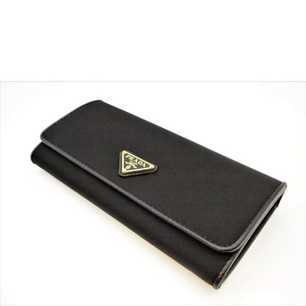 89789 04 PRADA Prada Triango Nero Tessuto Long Wallet Black