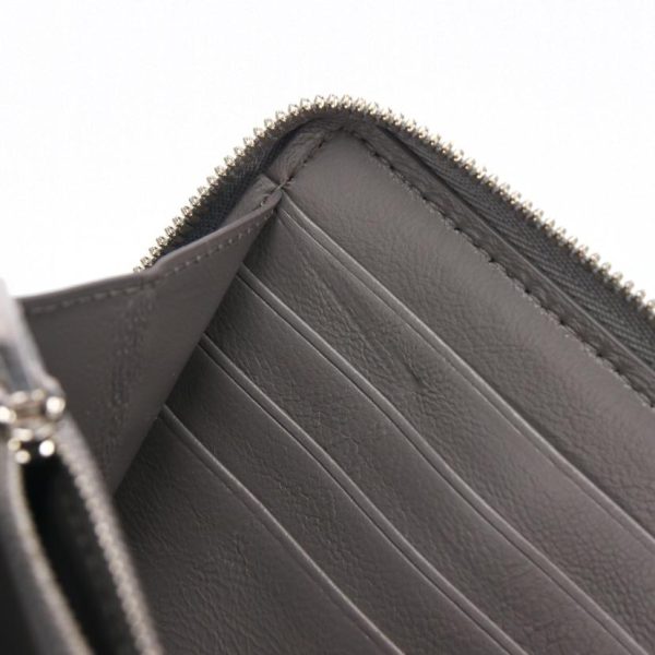 89838 6 Balenciaga Round Zip Leather Wallet Ash