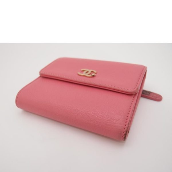 89869 3 Chanel Lucky Flower Trifold Wallet Pink