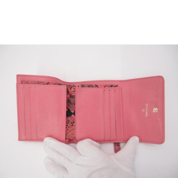 89869 4 Chanel Lucky Flower Trifold Wallet Pink