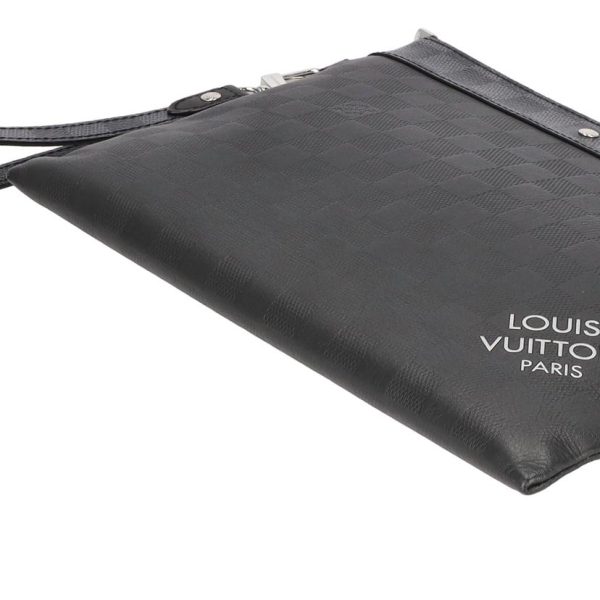 89890 3 Louis Vuitton Pochette Togo Damier Infini Graphite Handbag Brown