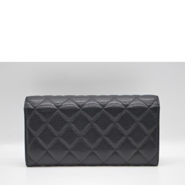 89931 2 Chanel Matelassé Soft Caviar Skin Long Wallet Black