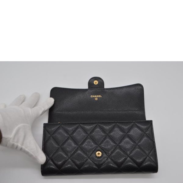 89931 4 Chanel Matelassé Soft Caviar Skin Long Wallet Black