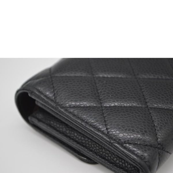 89931 8 Chanel Matelassé Soft Caviar Skin Long Wallet Black