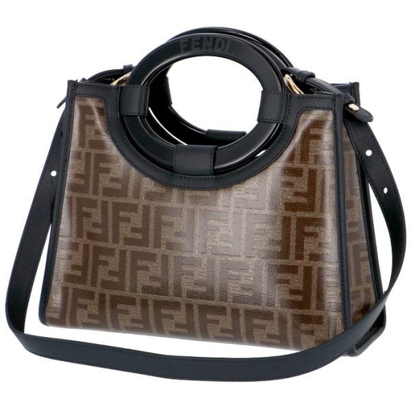 8bh353a86nf14tu 2 Fendi Small Runaway Shopper Zucca Pattern Shoulder Bag Black