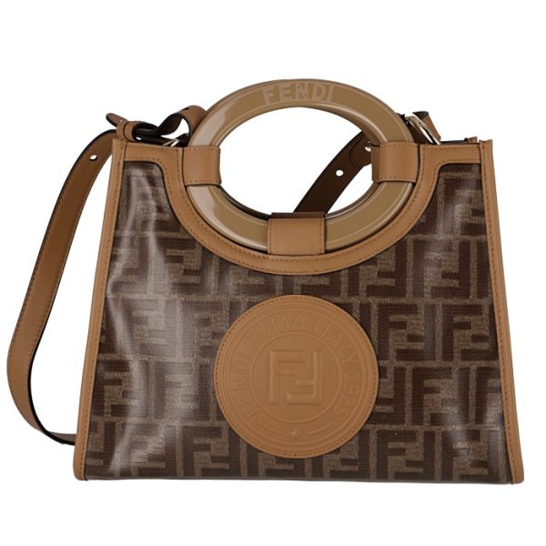 8bh353a86nf15wo Fendi Small Runaway Shopper Zucca Pattern Shoulder Bag Brown